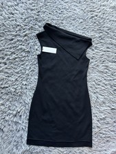 Helmut Lang Dress NWT Womens 2 Black Scuba Wool Asymmetrical Mini