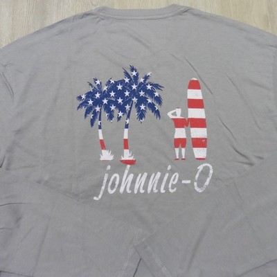 JOHNNIE O Mens S M L XL 2XL T SHIRT BRENNAN 2.0 USA PALM TREE FLAG STEEL GREY