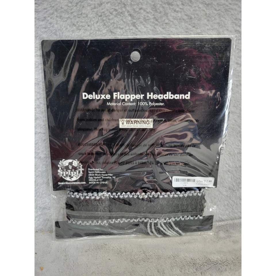 Spirit Halloween Deluxe Flapper Headband Black Feather Sequin Costume Accessory - Image 2 of 2