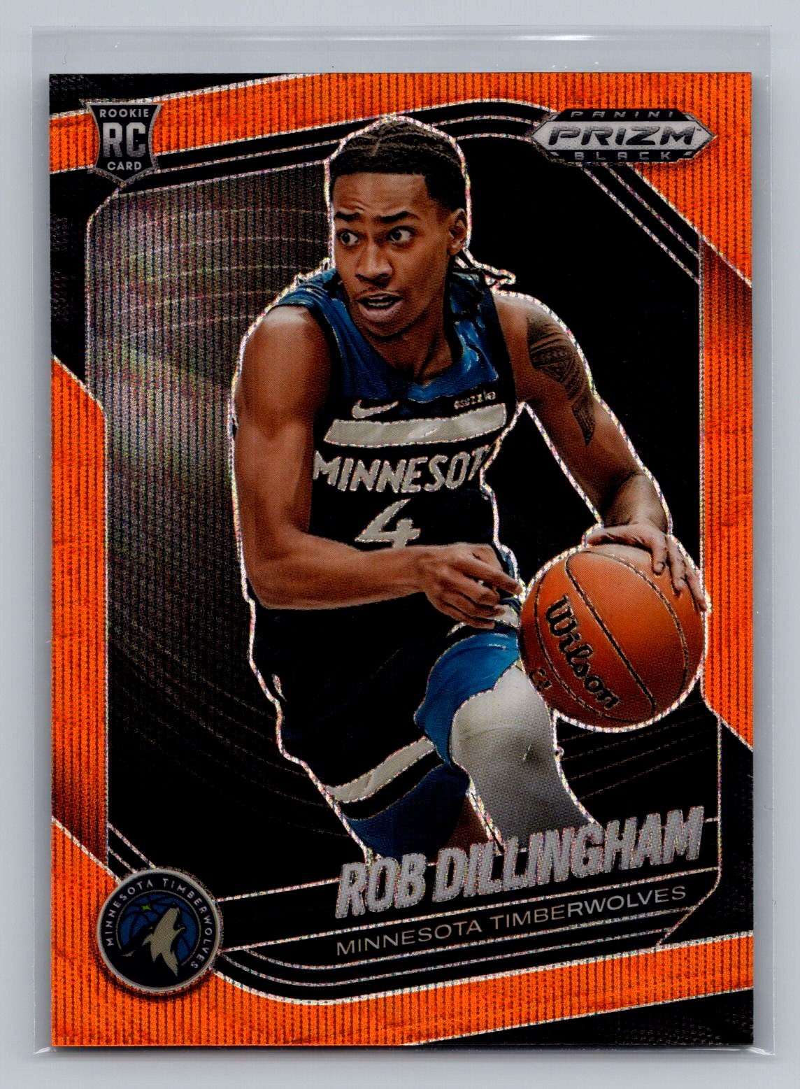 Rob Dillingham 2024-25 Panini Prizm Black #39 Orange Wave #/60 Rookie RC