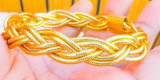 14K Italy Double Strand Braided Bracelet 8" 6.75g Golden Clef International