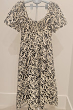 A New Day Cream and Black Floral Smocked Dress Size 4