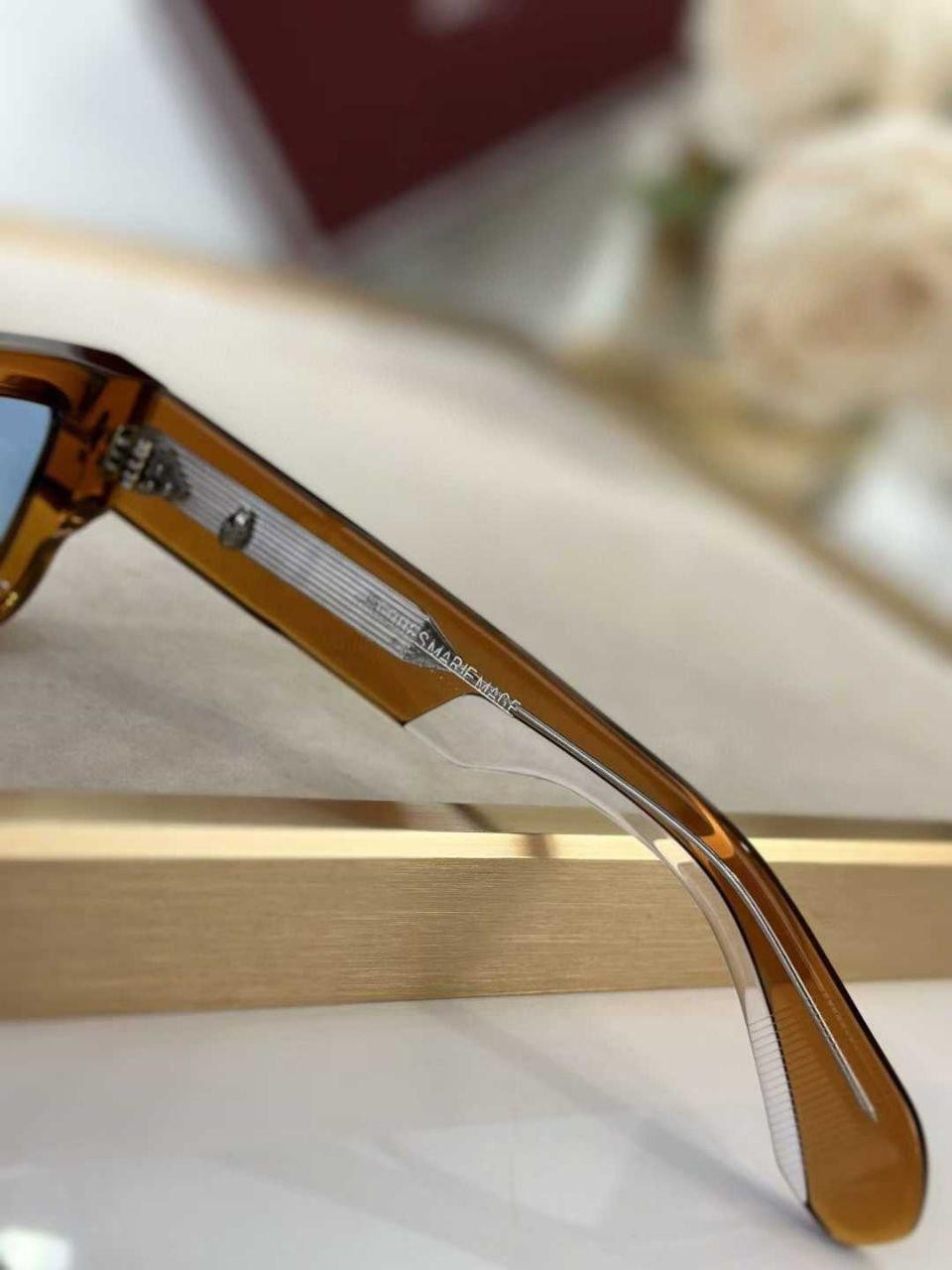 Stylish Rectangular Sunglasses Brown Frame Blue L… - image 5