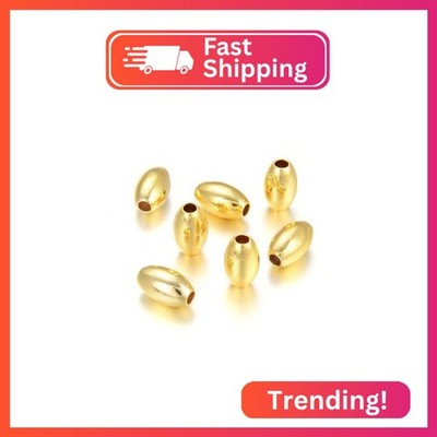 100pcs Adabele Tarnish Resistant 10mm Oval Rice Loose Beads 18K Yellow Gold Plat