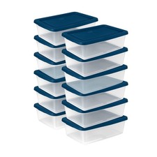 Sterilite 12Qt Storage Boxes Clear Plastic Containers with Lid, Set of 24, Blue