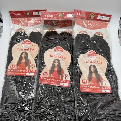 Out X-Pression 18 Strands Bonita Crush Locs 24 2x Twisted Up Color 4 Lot Of 3 A9