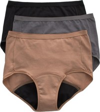 3-Pack Hanes Women's Period Underwear Panties Size 8 Neutrals Odor Protection