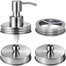 Chic Brushed Nickel Bathroom Accessory Lids Set for Regular Mouth Mason Jars