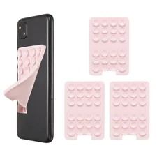 3Pcs Silicone Suction Phone Case Mount, 3.39"x2.28" Grip Holder, Light Pink