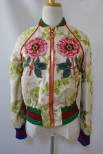 USED EXCELLENT CONDITION GUCCI SILK EMBROIDERED JACKET, SIZE 36, FLORAL AND TI