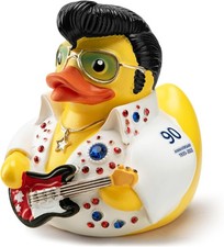 Elvis Duck Figurine, White Jumpsuit Design with Rhinestones, Decorative...