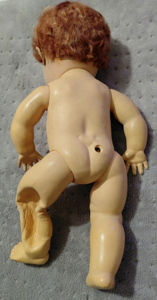 VINTAGE NITEY NITE EFFANBEE Tiny Tear DOLL w/diaper 12" Tall Damaged Leg - Image 4 of 4