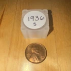 BU Red 1936 S Lincoln Wheat Small Cent RB 50 Coin Roll San Francisco Mint toning