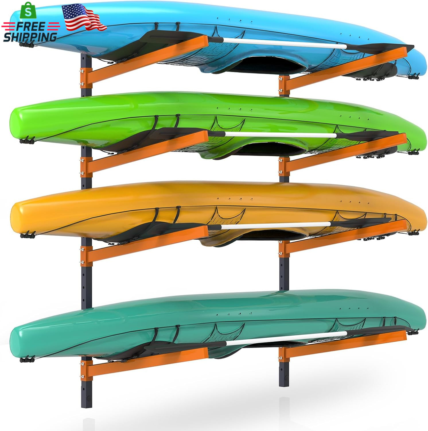 Storage Rack, Wall Mount Kayak Racks For Indoor Outdoor Storage, Heavy Dut