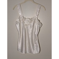 Vintage Wondermaid Ivory Satin Lace Camisole Tank Top Made in USA Size 34 6352