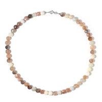 Cavill Mondstein Halskette 925 Silber Rhodiniert 1,55Ct Rund Braun Weiß