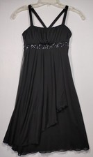 Vintage City Triangles Women's Slip Dress Size L Black 2000s Babydoll Witchy W1