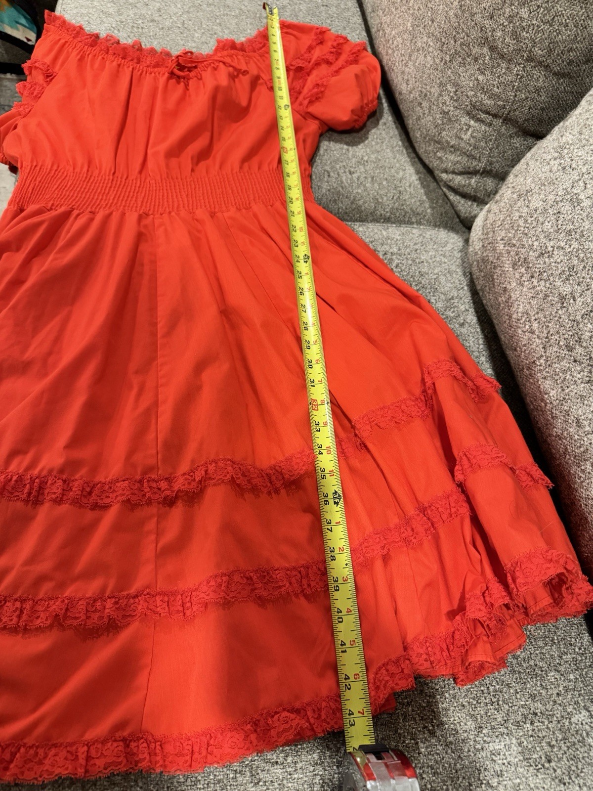 Vintage Partners Please Red Solid Square Dance Dr… - image 9