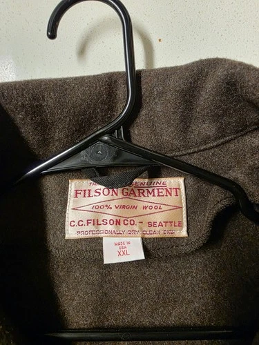Filson Garment Men’s Brown Wool Mid-Length Jacket Zip/Button Front Size XXL image 6