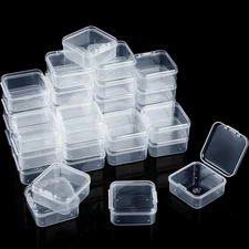 48 Packs Clear Small Plastic Containers with Hinged Lid (1.7 X 1.7 X 0.79 Inches