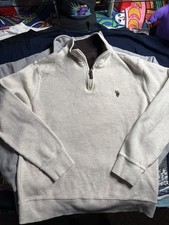 U.S. Polo Assn. Quarter Zip Ribbed Pullover Sweater Cream