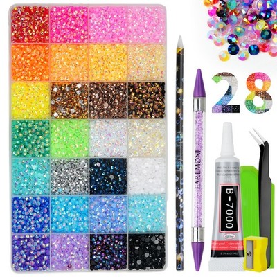 18000Pcs Resin Jelly Rhinestones for Bedazzling, Mixed-Color 4mm Flatback Gem...