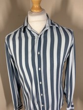Reiss Shirt Men’s Size Medium Blue Striped Slim Fit Long Sleeve Smart Casual Top