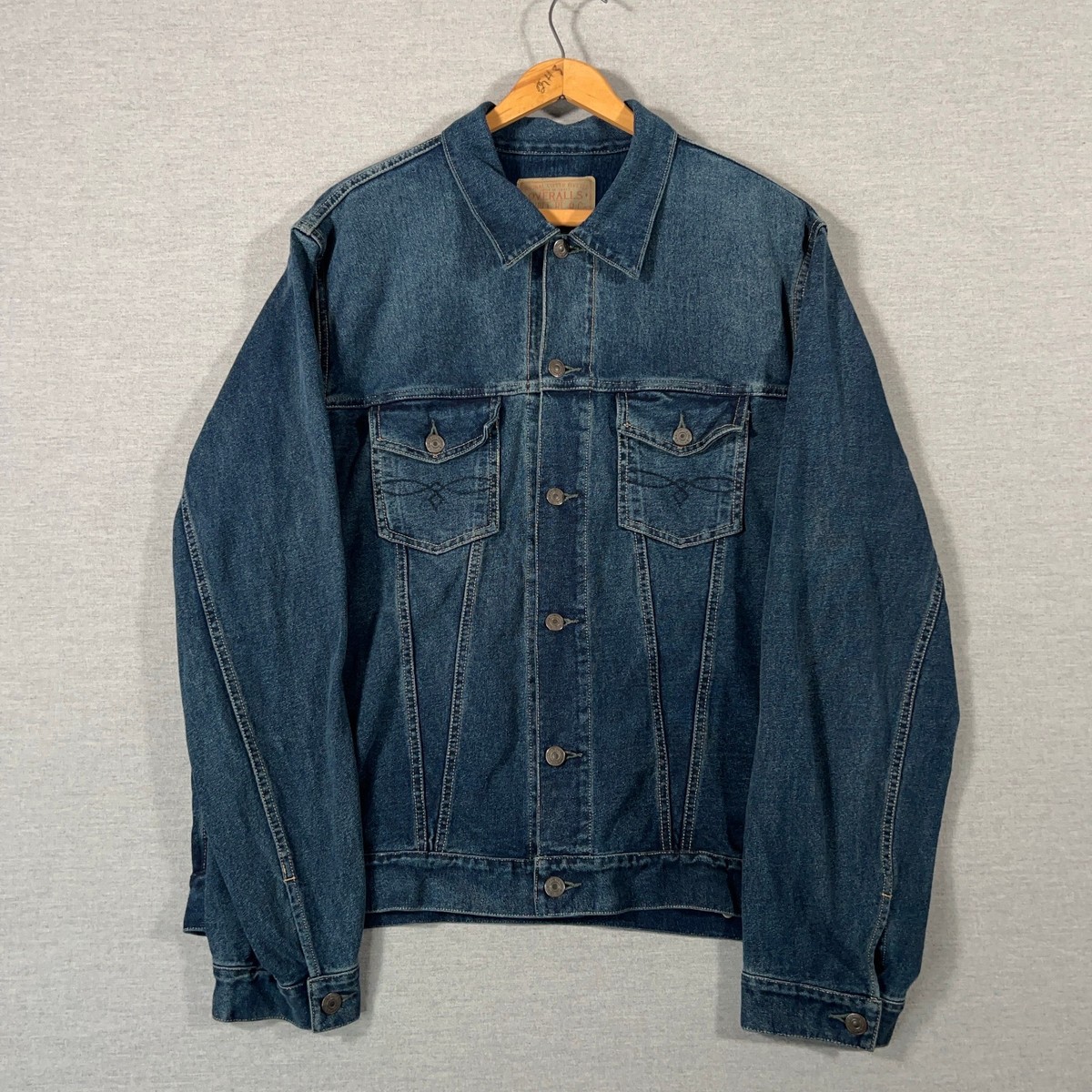RRL Ralph Lauren Jacket Mens 2XL XXL Blue Denim Trucker Dark Wash
