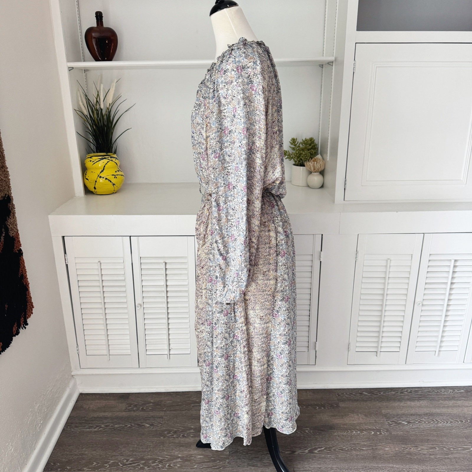 Zara ZW Collection Metallic Thread Floral Patchwork Maxi Dress Size S image 5