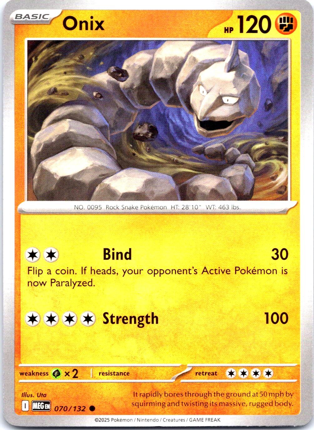 ONIX 070/132 COMMON MEGA EVOLUTION POKEMON NEAR MINT
