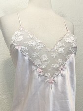 Vintage Slip Dress Nightgown Pink Satin Lace Coquette Fairy Small S
