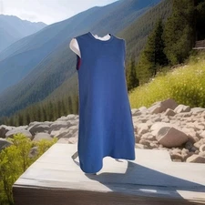 Zara Dress M Blue Scuba Bodycon Sheath Sleeveless Beachy Stretch Polyester 