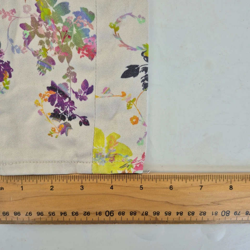 TED BAKER Trousers W26 8 Beige Women's Floral Cotton Stretch Slim - Image 3 of 4