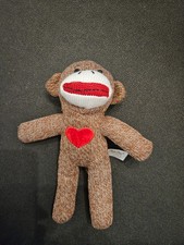 NEW DAN DEE COLLECTOR'S CHOICE BROWN SOCK MONKEY STUFFED ANIMAL WITH RED HEART