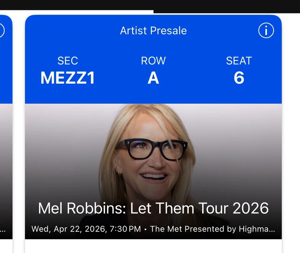 ( 2 ) Mel Robbin’s LET THEM Tour 2026 Philadelphia Instant Ticketmaster Transfer - Image 2 of 3