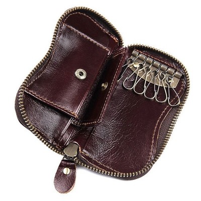 Retro Genuine Leather Wallet Purse Bag Case Holder Key ring Pouch Bag Safe Bag A