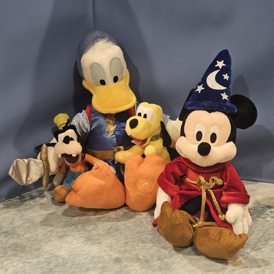 Disney Sorcerer Mickey Plush Bundle Donald Goofy Pluto Parks Fantasy 16'' 20'' Lot