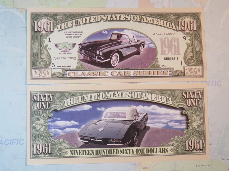 1961 Chevy Corvette Classic American Cars Series $1,000,000 One Million Dollars