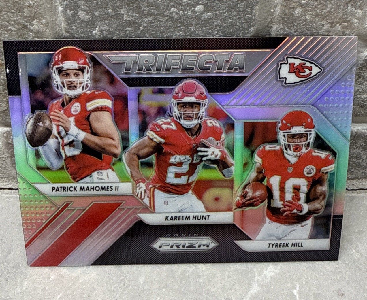 2018 Panini Prizm - Trifecta Patrick Mahomes, Tyreek Hill, Kareem Hunt #TRI-KC