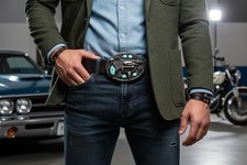 Men Women Western Belt Buckle Silver Metal Pistol Gun Feather Bull Turquoise