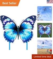 Butterfly Kite in Blue for Kids  Adults - Perfect Outdoor Toy with 300ft Handle