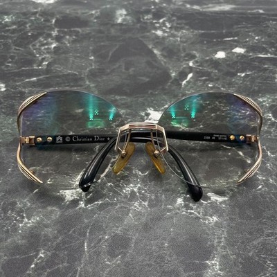 Vintage Christian Dior Sunglasses Model 2289-49 Gold Black Frame
