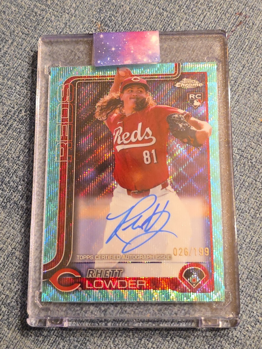 2025 Topps Chrome Rookie Autographs Rhett Lowder #RA-RL Aqua Wave Refractor /199