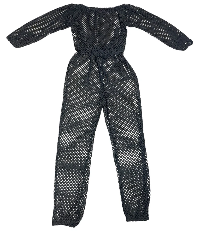 Traje de baño para mujer manga larga malla fuera del hombro red de peces XL mono de encubrimiento Foto 2 de 4