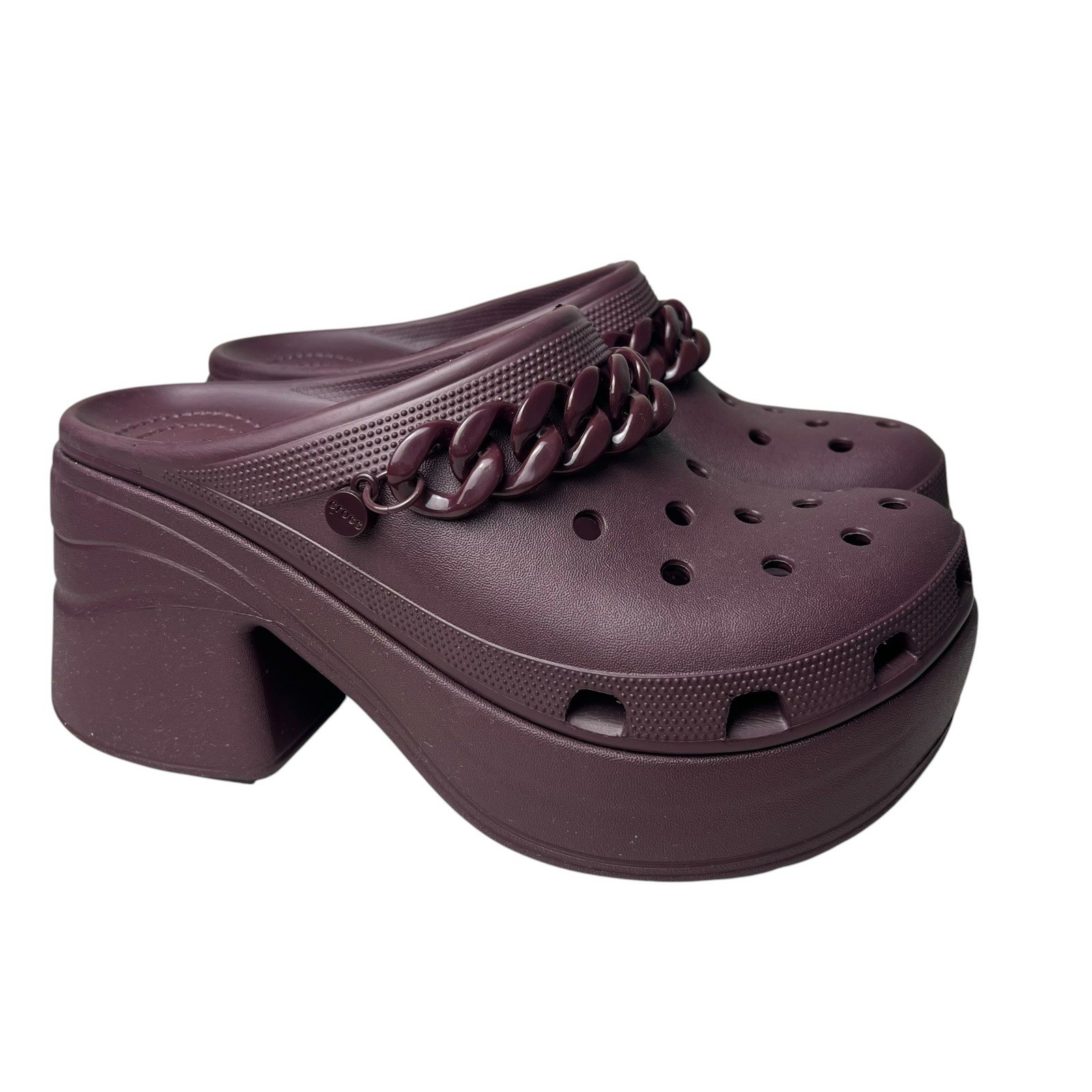 CROCS Siren Chain “Dark Cherry” Chunky Platform Clog Mule Heel  M9/W11 Shoe
