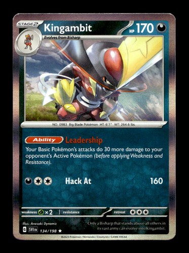 Kingambit 134/198 Rare Scarlet & Violet Pokemon Holo Near Mint