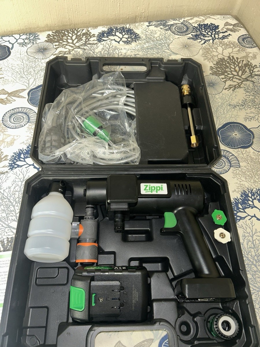 Zippi 21V Cordless Portable Pressure Washer Kit Battery Pack Soap
