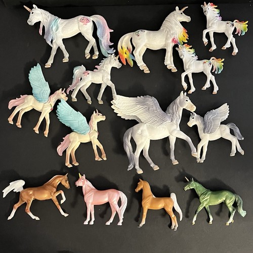 9 Schleich Bayala Unicorn, Pegasus Plus 4 Breyer Stablemates Figures Plastic