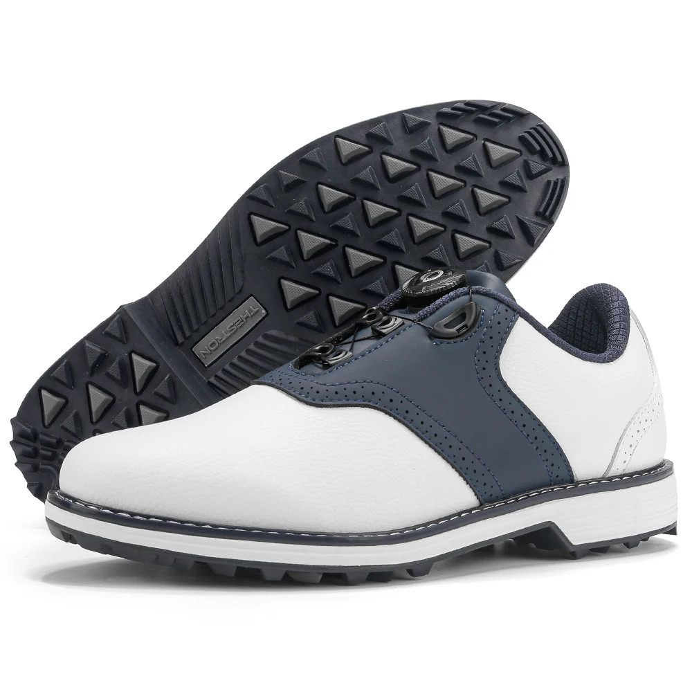 Zapatos de entrenamiento de golf profesionales con cordones rápidos para hombre gimnasio atléticos de cuero zapatillas