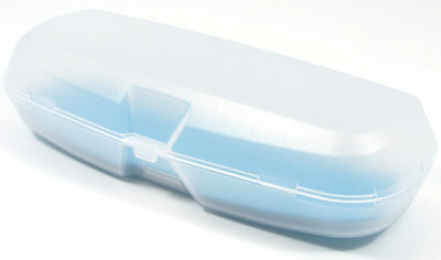 Hard Transparent Matte Clear Eyeglasses Case Protective Glasses w/ Teal Interior